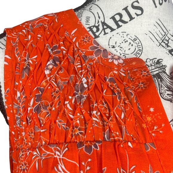 Daniel Rainn (S) Carin Smocked Bib Blouse - Stitch Fix Split Neck Sleeveless Top - Picture 6 of 12